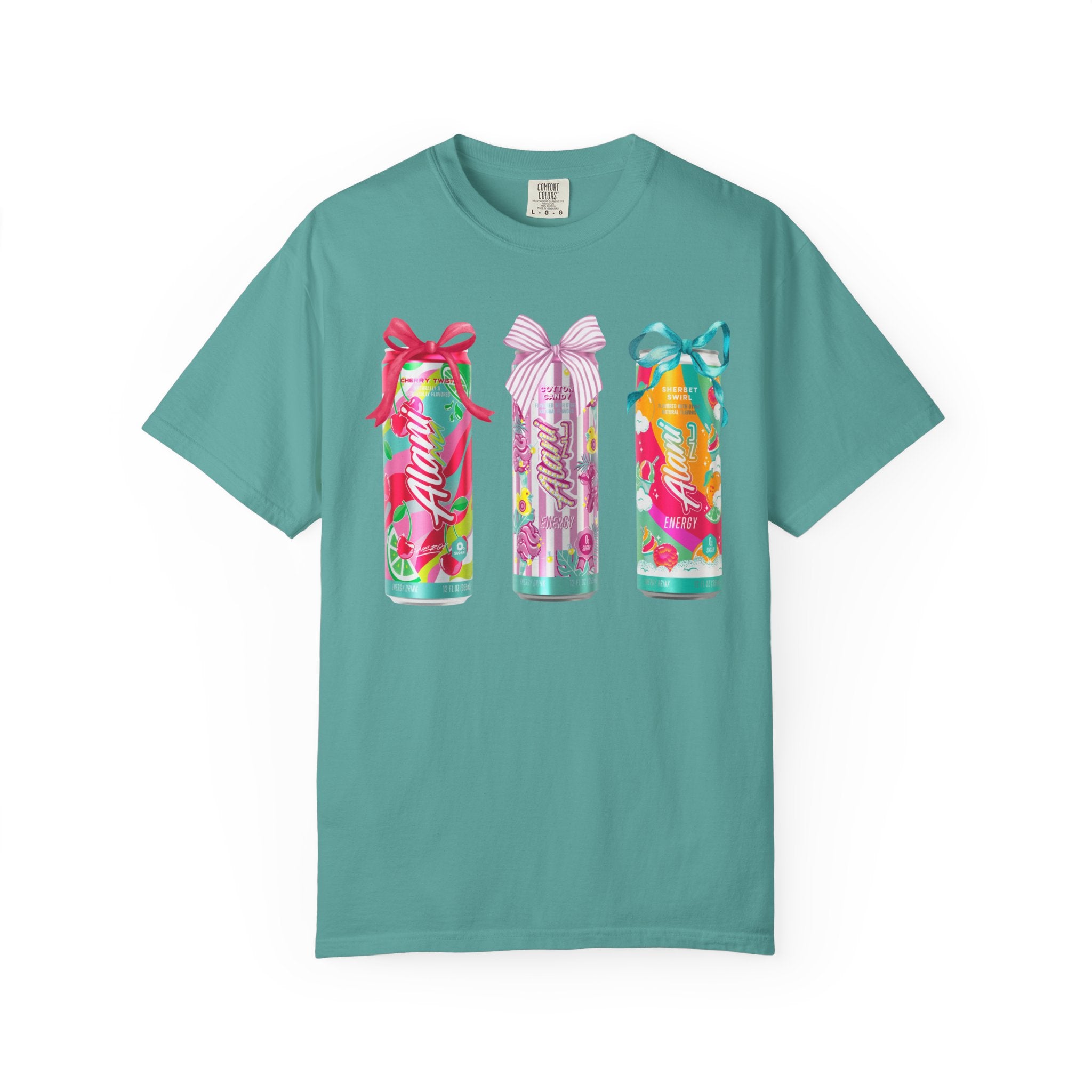 T-Shirt — Festive Tropical Drink Cans Graphic Tee