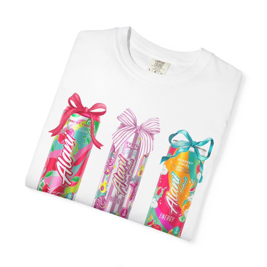 T-Shirt — Festive Tropical Drink Cans Graphic Tee