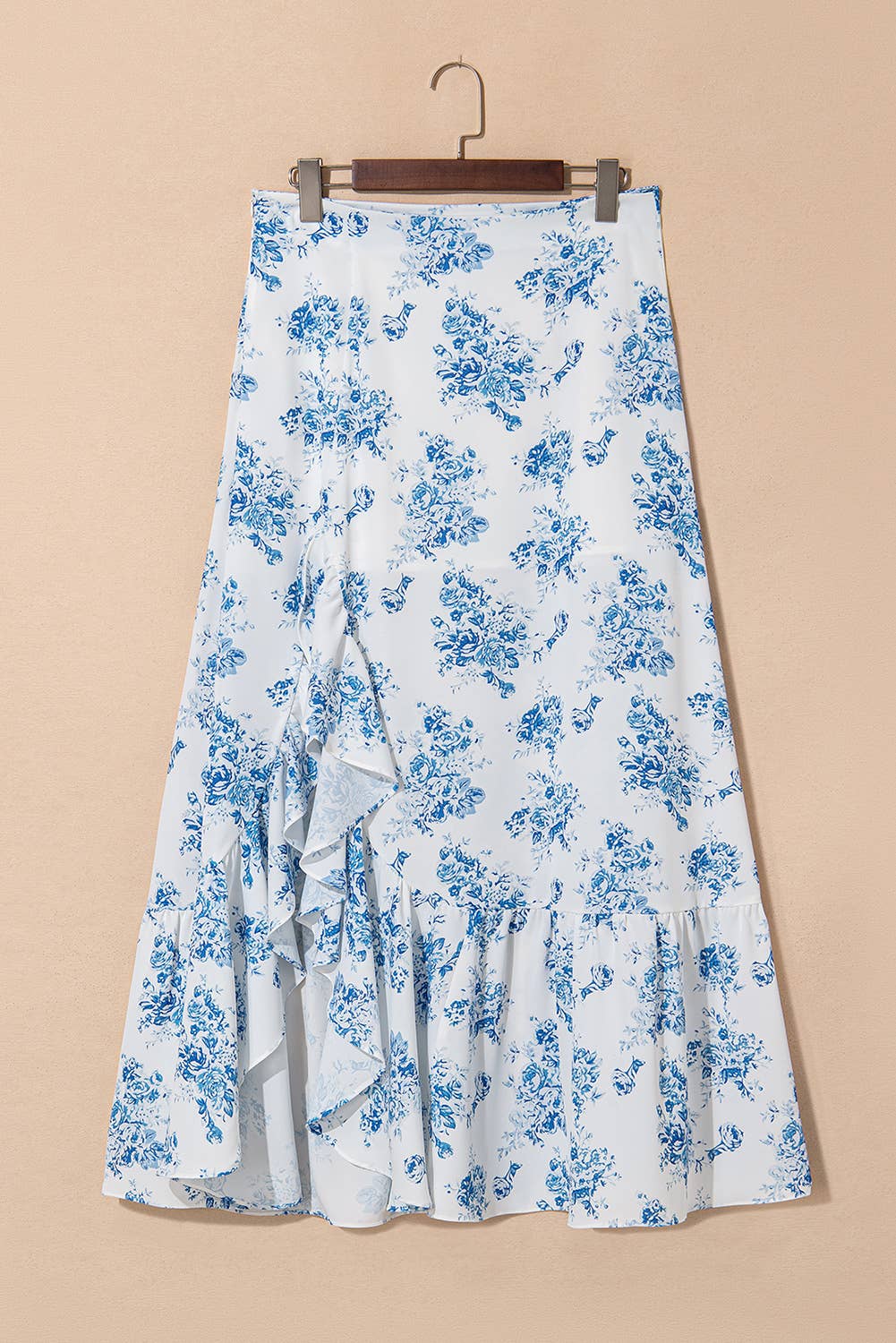 Boho Floral High Waist Ruffle Split Maxi Skirt | 3 Colors