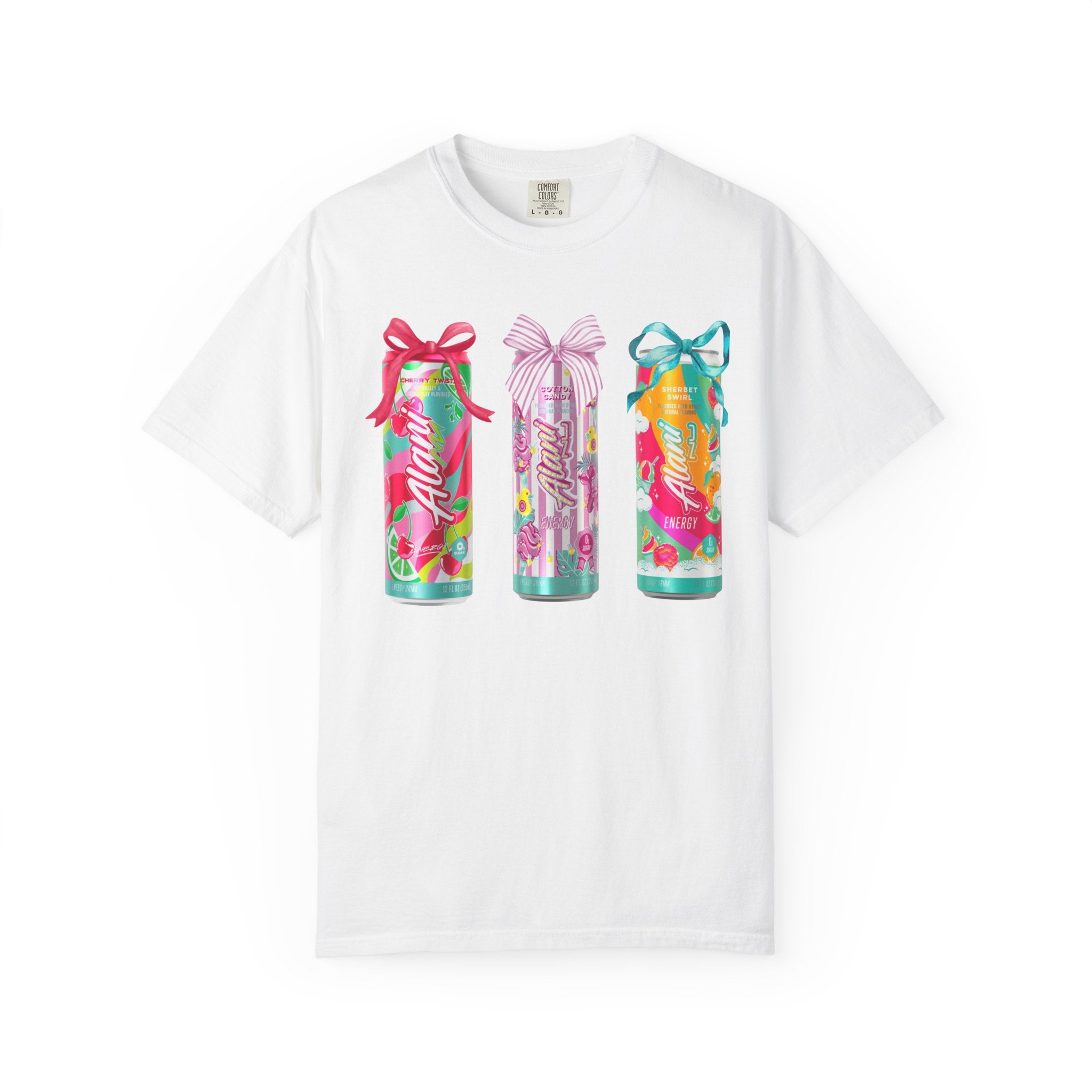 T-Shirt — Festive Tropical Drink Cans Graphic Tee